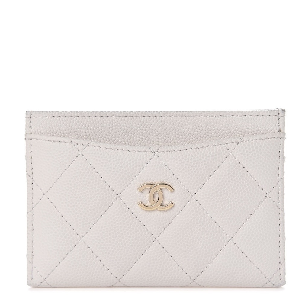 Chanel 2021 white classic card holder